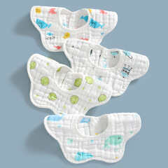 2pcs children's baby petal bib eight-layer bib cotton printed saliva towel