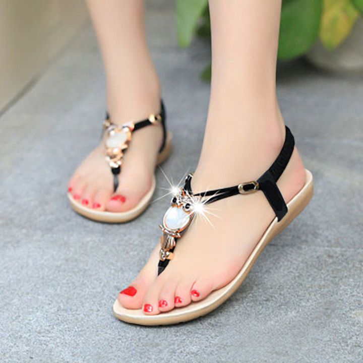 ladies sneakers sport shoe   flat beaded bohemian women sandals  pin toe flat with  slippers shoes