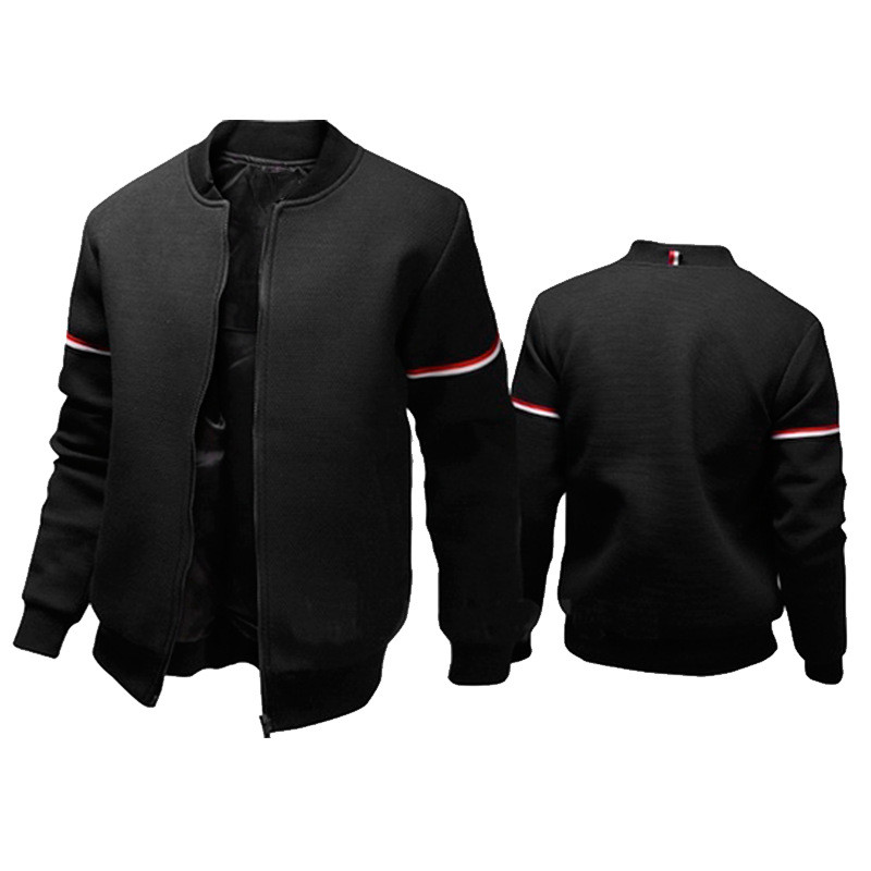 New England Ribbon Decorative Stand Collar Jacket Men's Slim Jacket Long Sleeve