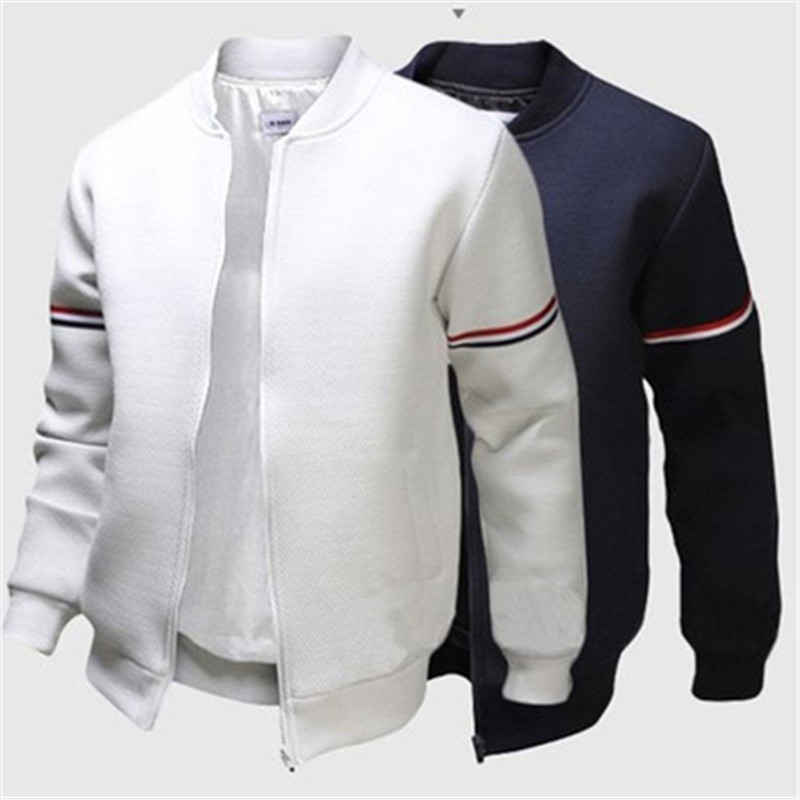 New England Ribbon Decorative Stand Collar Jacket Men's Slim Jacket Long Sleeve