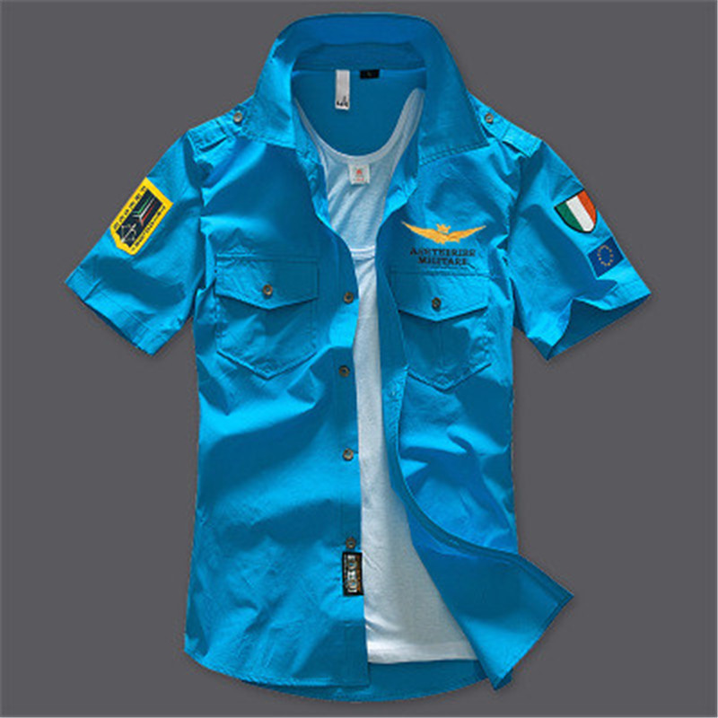 New cotton short-sleeved men's shirt casual slim social business shirt pattern