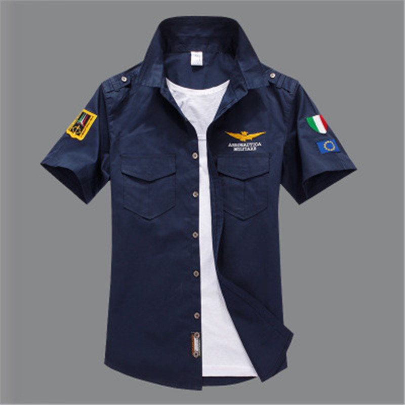 New cotton short-sleeved men's shirt casual slim social business shirt pattern