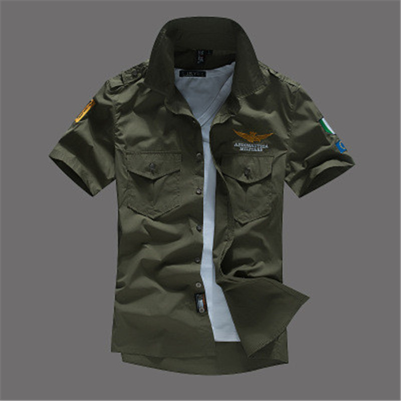 New cotton short-sleeved men's shirt casual slim social business shirt pattern