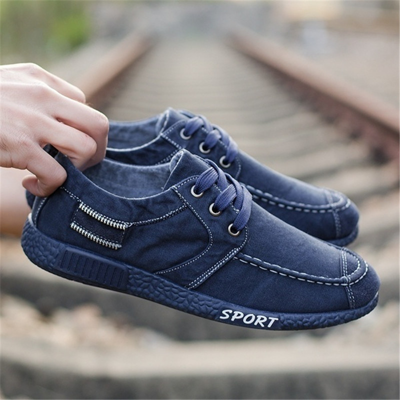 New Fashion Men's Jeans Canvas Shoes  Leisure Sports Shoes Low Upper Cloth Shoes