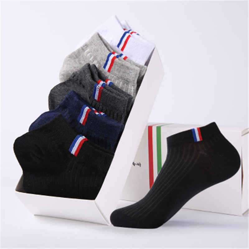 Men's one box of five pairs of mixed color sweat absorption breathable leisure cotton socks