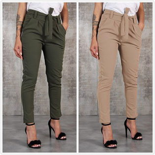 New ladies fashion wild waistband casual pants trousers
