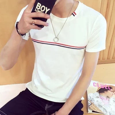 Summer new men's slim short-sleeved T-shirt striped short sleeve T-shirts &amp; Polos