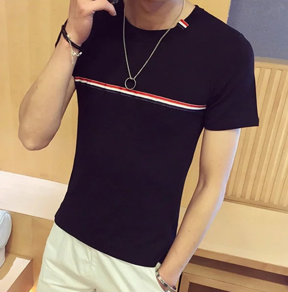 Summer new men's slim short-sleeved T-shirt striped short sleeve T-shirts &amp; Polos