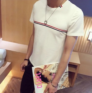 Summer new men's slim short-sleeved T-shirt striped short sleeve T-shirts &amp; Polos