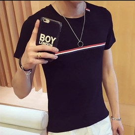 Summer new men's slim short-sleeved T-shirt striped short sleeve T-shirts &amp; Polos