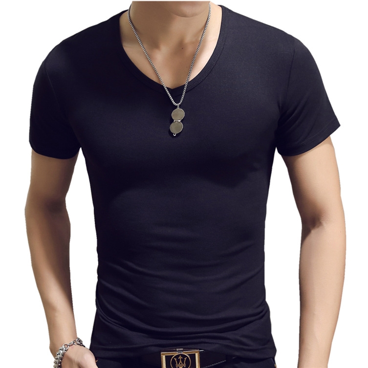 New men's color horizontal strip short-sleeved T-shirt clothes cotton shirts