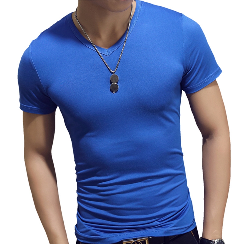 New men's color horizontal strip short-sleeved T-shirt clothes cotton shirts
