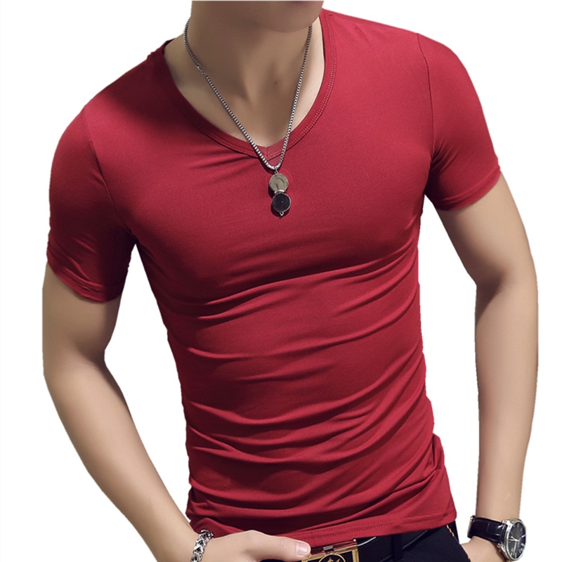 New men's color horizontal strip short-sleeved T-shirt clothes cotton shirts