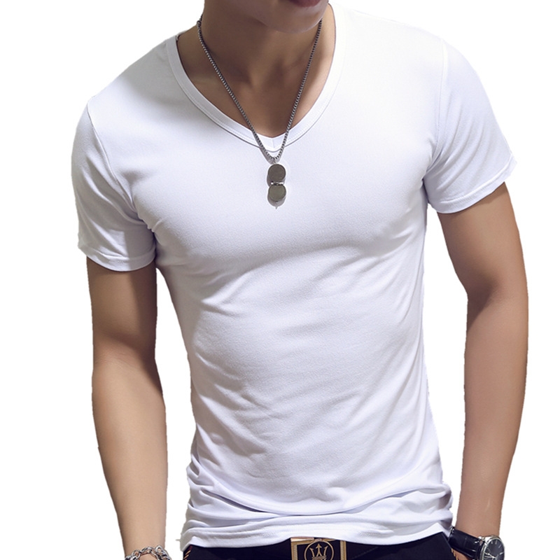 New men's color horizontal strip short-sleeved T-shirt clothes cotton shirts