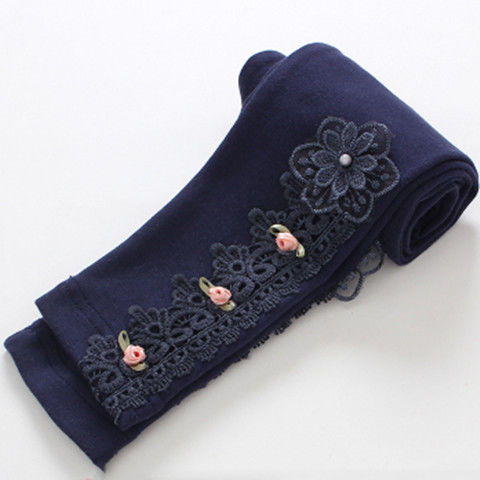 New children's spring and autumn leggings lace nine pants in the big children and girls cartoon