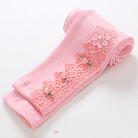 New children's spring and autumn leggings lace nine pants in the big children and girls cartoon