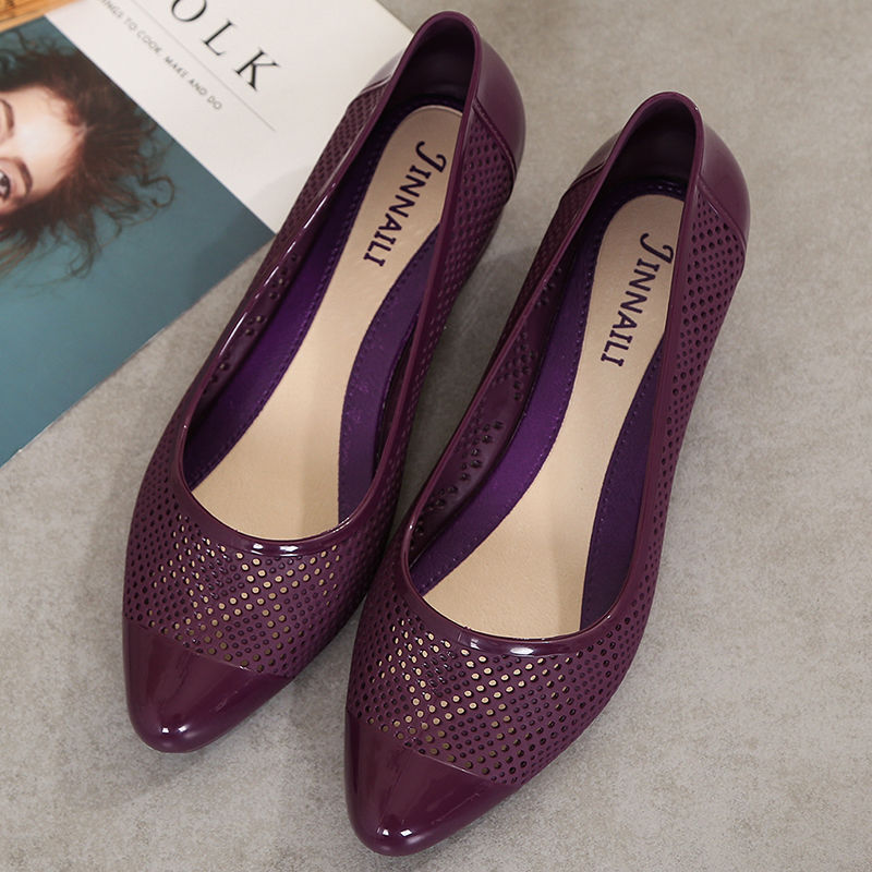 Sandals women's fashion single shoes thick heel anti slip shallow mouth casual women's shoes
