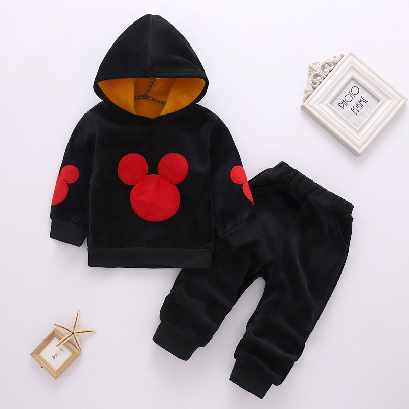 Spring suit for boys and girls two piece plush and thickened sports set for boys and girls Suits