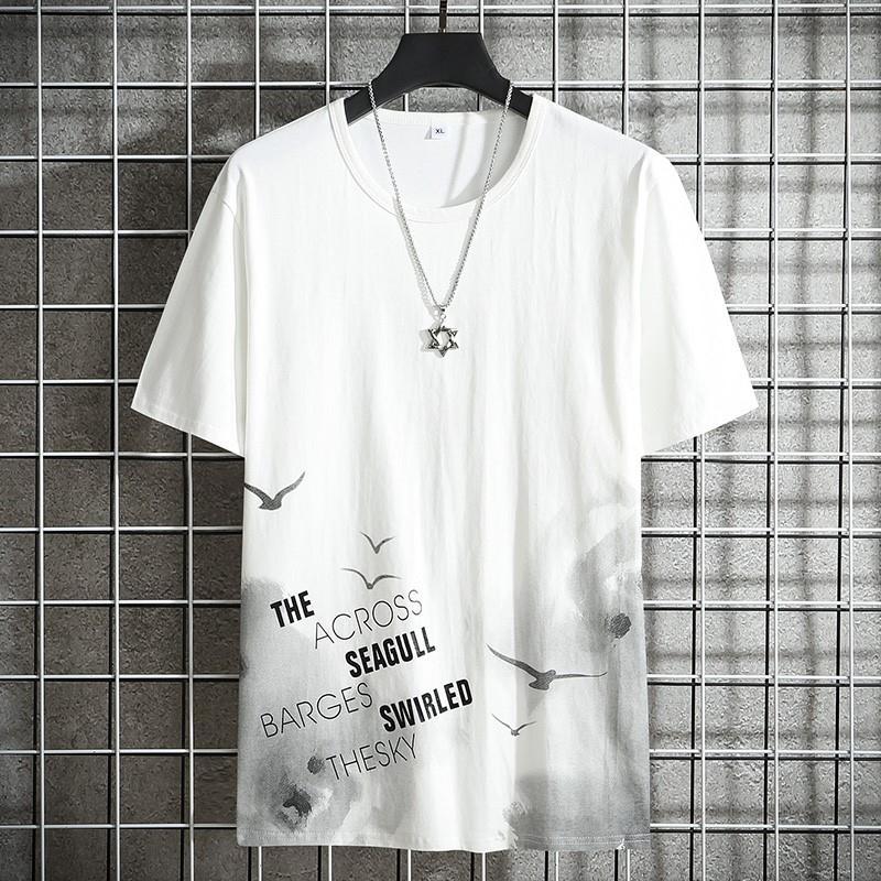Short sleeve t-shirt men's loose student half sleeve men's fashion brand T-shirts &amp; Polos