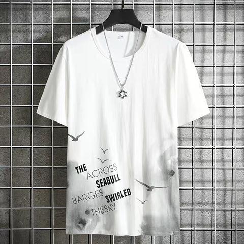 Short sleeve t-shirt men's loose student half sleeve men's fashion brand T-shirts &amp; Polos