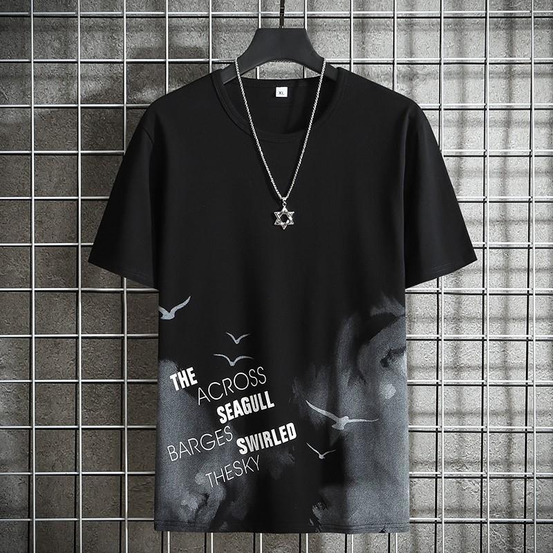 Short sleeve t-shirt men's loose student half sleeve men's fashion brand T-shirts &amp; Polos
