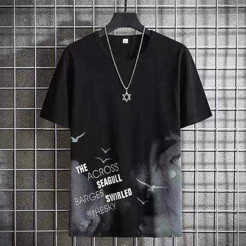 Short sleeve t-shirt men's loose student half sleeve men's fashion brand T-shirts &amp; Polos