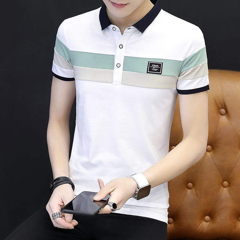 Summer men's short sleeve T-shirt Korean slim polo shirt  Polos