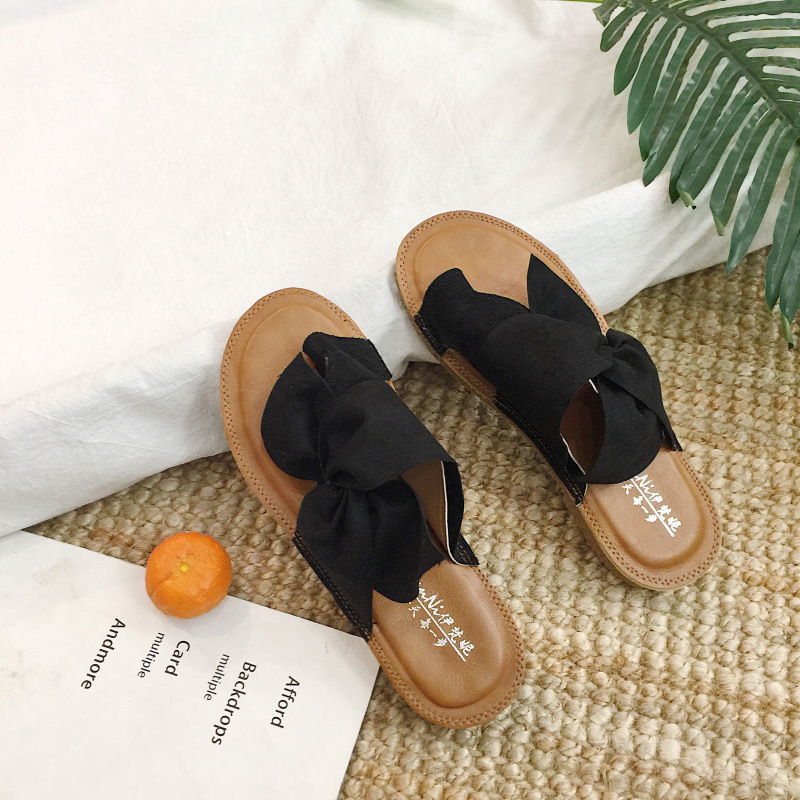 Flat bottom non-slip bowknot women's shoes summer new all-match sea beach slippers