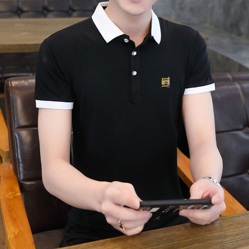Summer men's short-sleeved t-shirt lapel slim-fit led POLO