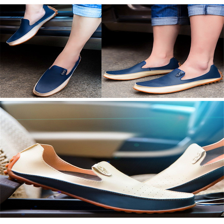 Spring 2019 New Men's Leather Shoes Fashion Bean Shoes Driving Shoes Large Size Shoes