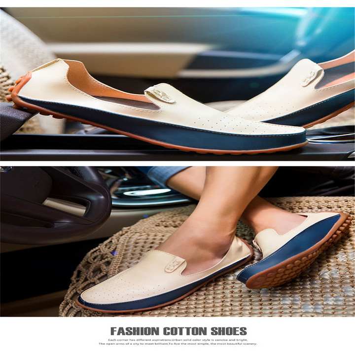 Spring 2019 New Men's Leather Shoes Fashion Bean Shoes Driving Shoes Large Size Shoes