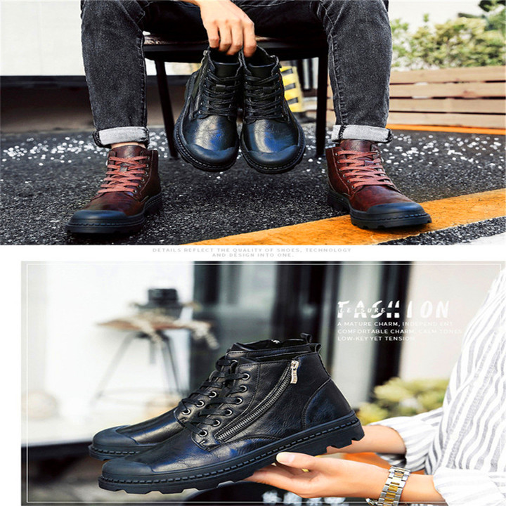 New Outdoor Shoes, British High-Up Leisure Anti-skid Shoes, Wear-Resistant Leather Shoes