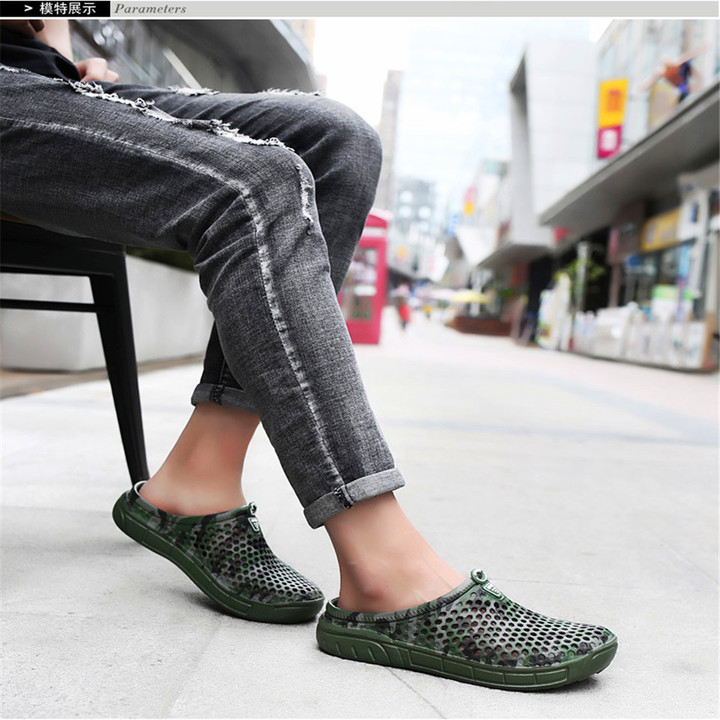 Men's Summer New Cave Shoes Outdoor Cover Shoes Anti-skid Sandals Blue and White Porcelain
