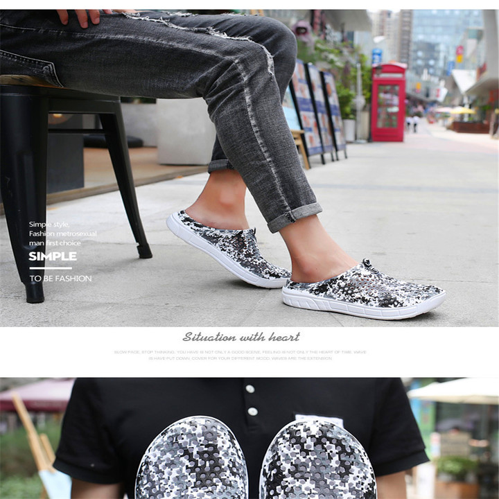 Men's Summer New Cave Shoes Outdoor Cover Shoes Anti-skid Sandals Blue and White Porcelain