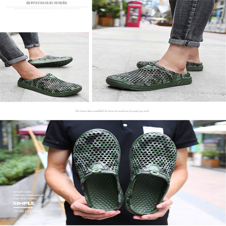 Men's Summer New Cave Shoes Outdoor Cover Shoes Anti-skid Sandals Blue and White Porcelain