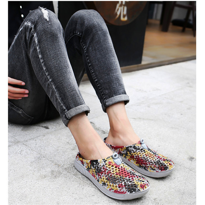Men's Summer New Cave Shoes Outdoor Cover Shoes Anti-skid Sandals Blue and White Porcelain