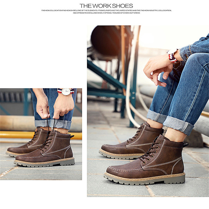 Spring 2019 New Men's Boots Outdoor Warm Retro Martin Boots Men's Wear Shoes Have a gift