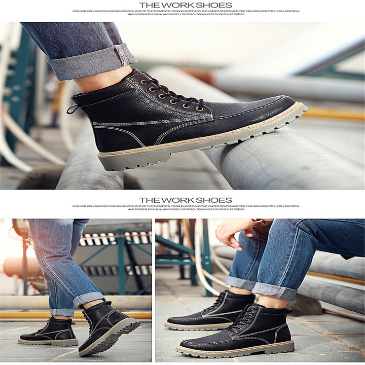 Spring 2019 New Men's Boots Outdoor Warm Retro Martin Boots Men's Wear Shoes Have a gift