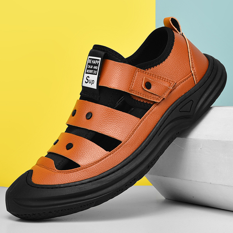 Men's sandals summer beach shoes breathable anti slip hole shoes large men's shoes