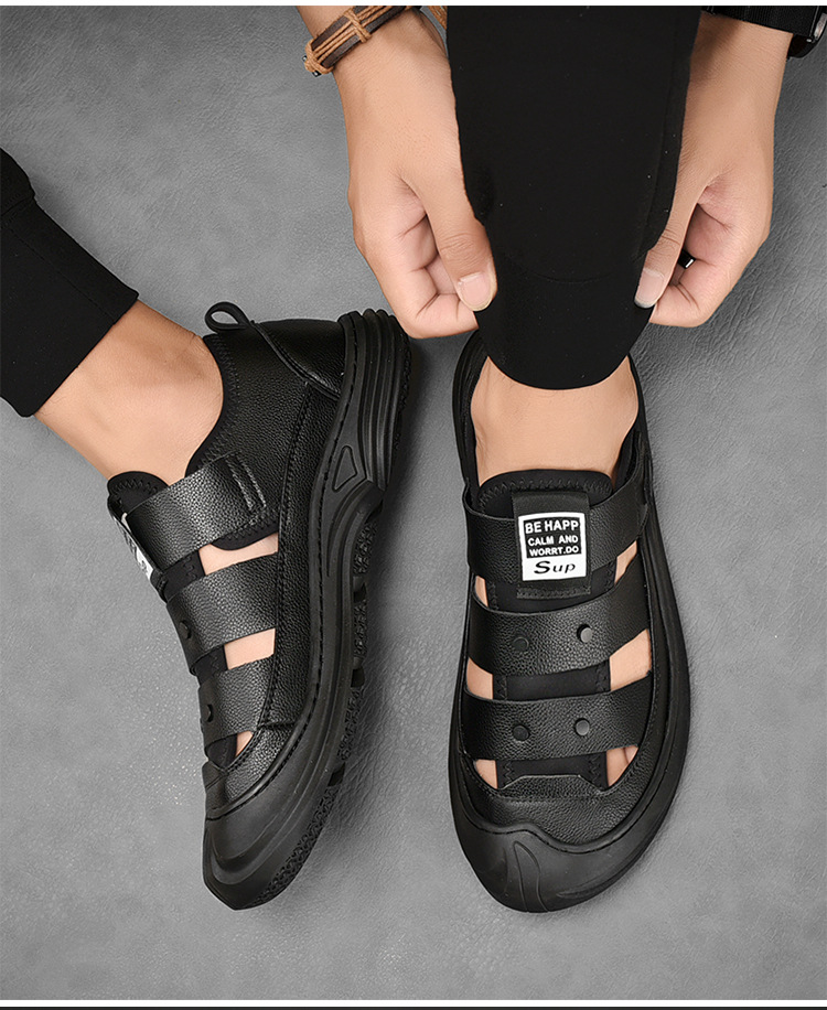 Men's sandals summer beach shoes breathable anti slip hole shoes large men's shoes