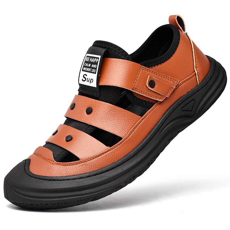 Men's sandals summer beach shoes breathable anti slip hole shoes large men's shoes