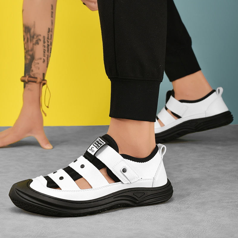 Men's sandals summer beach shoes breathable anti slip hole shoes large men's shoes