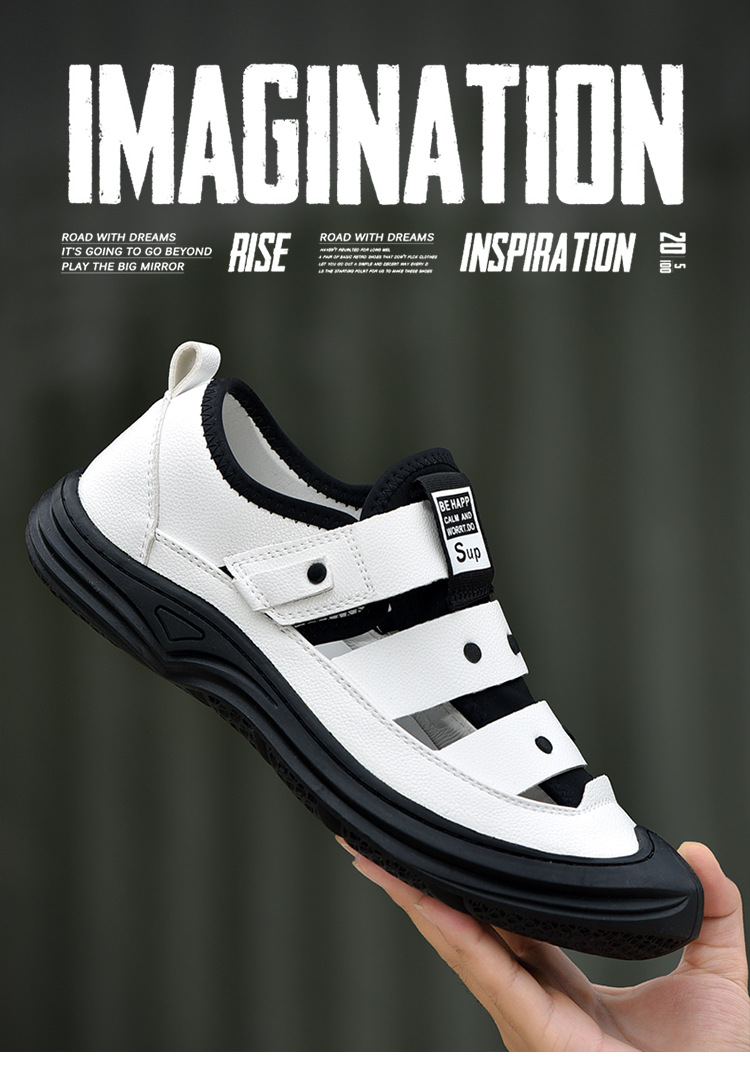 Men's sandals summer beach shoes breathable anti slip hole shoes large men's shoes