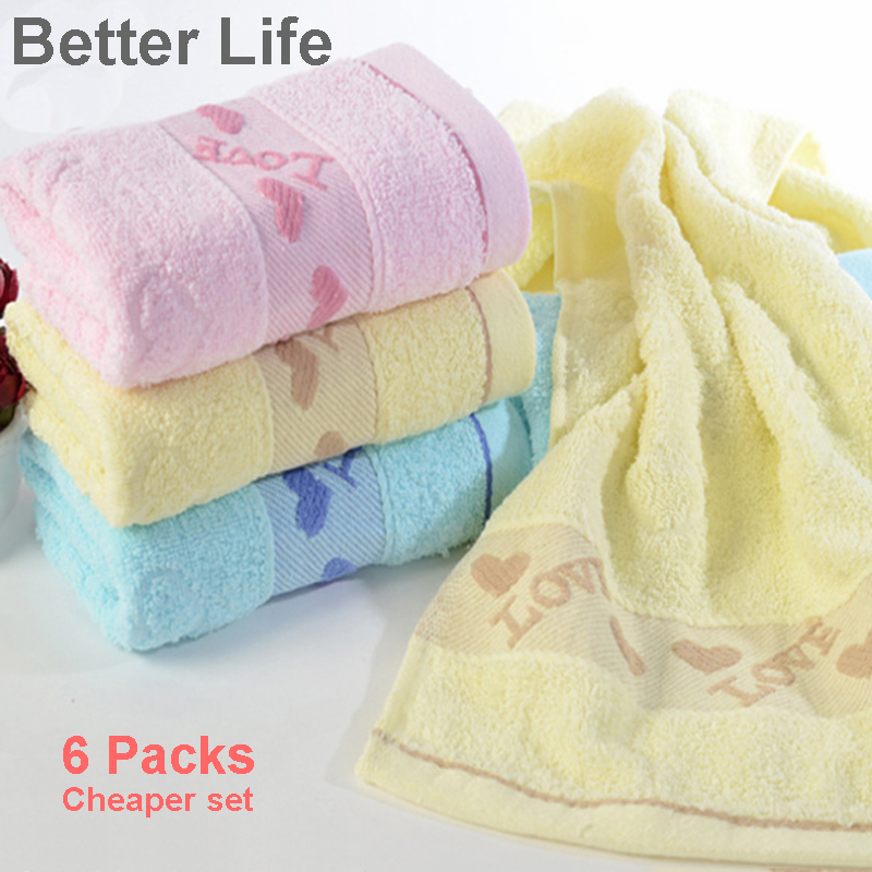 6packs 100% Cotton Soft Cheaper Towels set,Quality Face towels Bathroom products sweating absorption