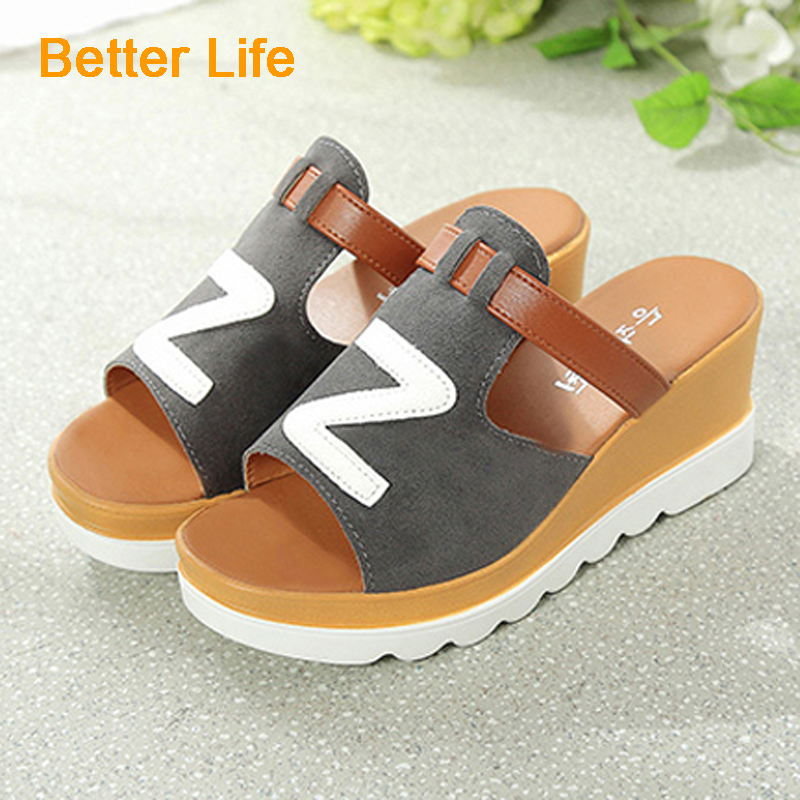 [Promotion]Wedges Slides Casual Sandals High Heel Fashion Shoes House Slippers Platforms Heels Shoes