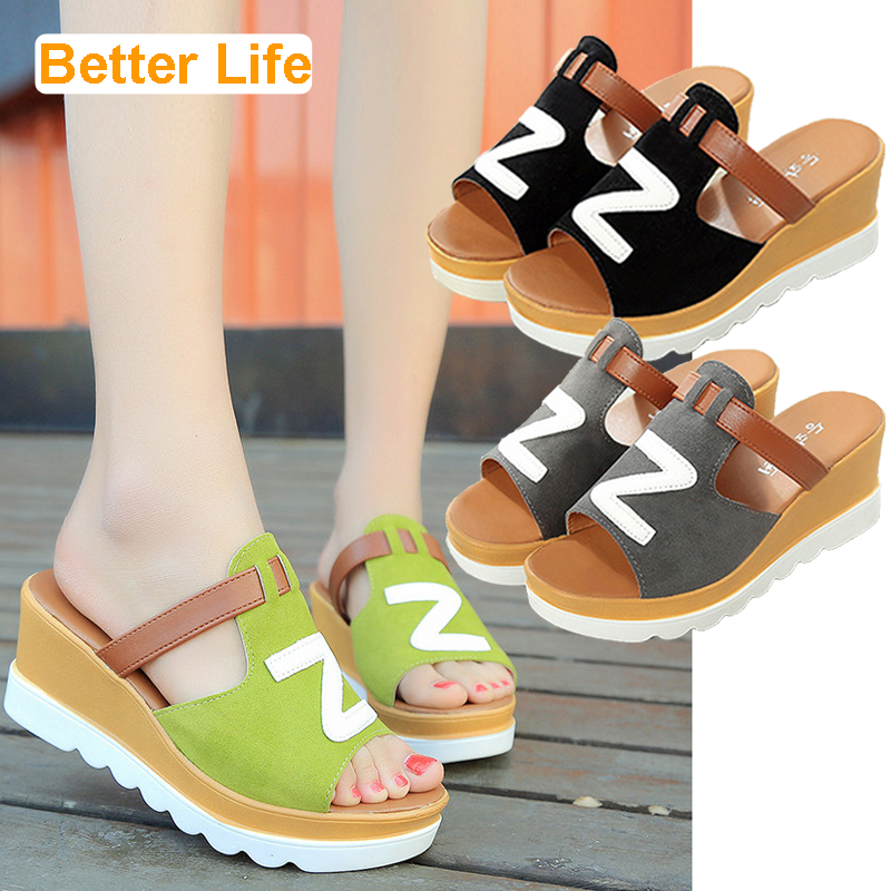 [Promotion]Wedges Slides Casual Sandals High Heel Fashion Shoes House Slippers Platforms Heels Shoes