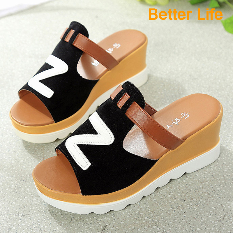 [Promotion]Wedges Slides Casual Sandals High Heel Fashion Shoes House Slippers Platforms Heels Shoes
