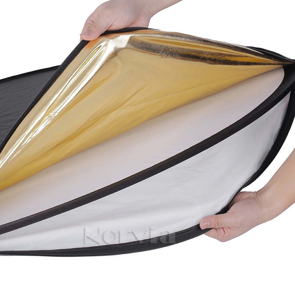 60cm/110cm 5 in 1 Collapsible Light Round Photography Silivery Reflector for Studio Photo