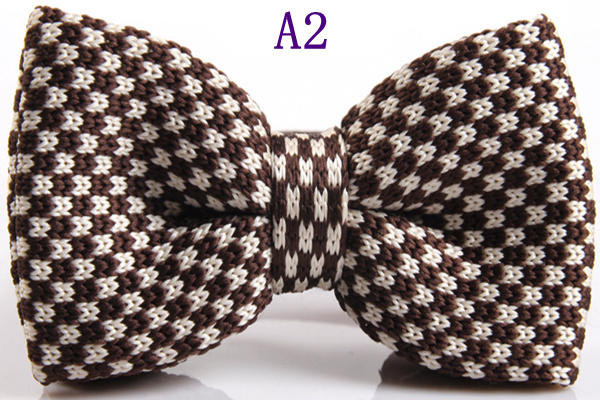 Men's Slim Knitting Bowties Narrow Skinny Striped Lattice Pattern Kintted Bow Ties For Adult