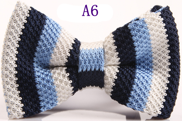 Men's Slim Knitting Bowties Narrow Skinny Striped Lattice Pattern Kintted Bow Ties For Adult